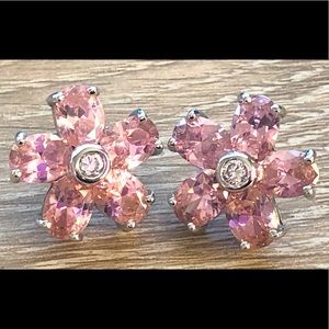 Sterling Silver Cubic Zirconia Flower Earrings